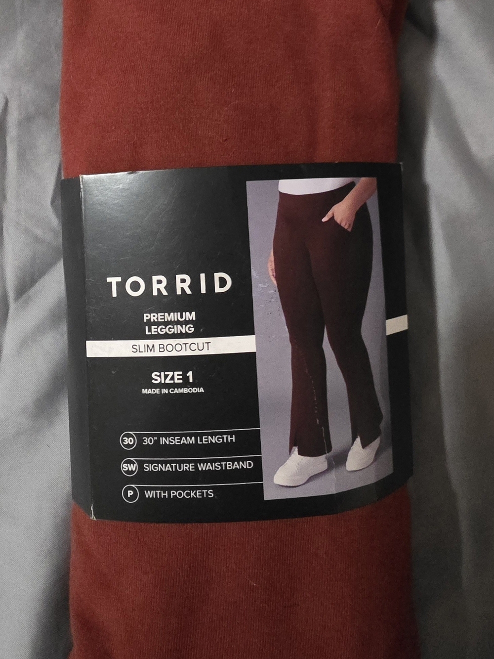 Torrid Premium Slim Bootcut Leggings In Brick Red